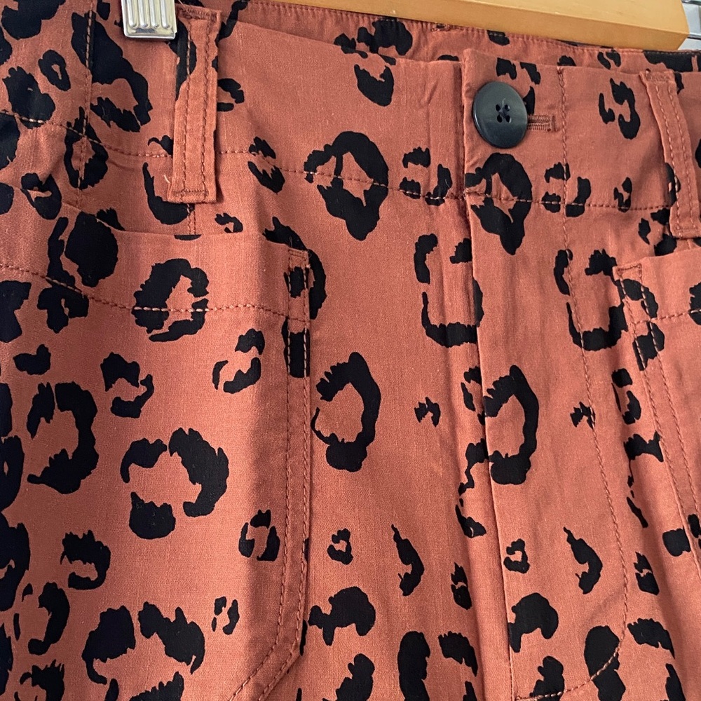 🐆 Anthropologie Maeve Colette Cropped Wide-Leg Animal Print Pants NWOT 28 sz 6 - Picture 6 of 10